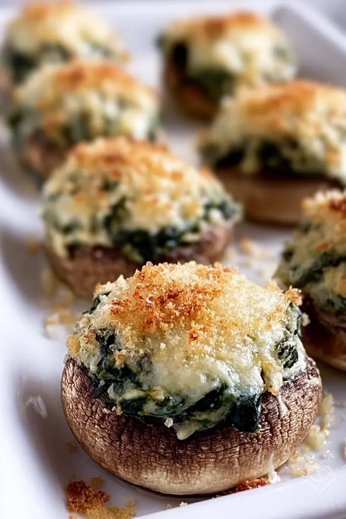 Cheesy Spinach Stuffed Mushrooms