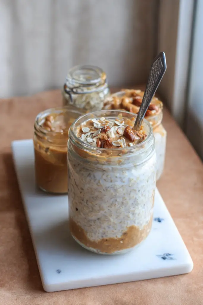 Creamy Peanut Almond Butter Maple Overnight Oats