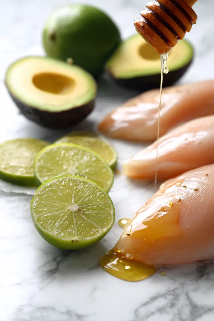 Honey Lime Chicken Avocado Rice Stack