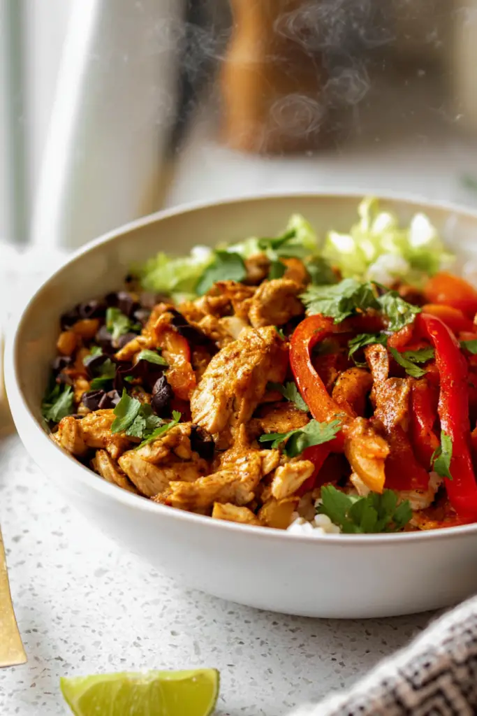 chicken fajita burrito bowl