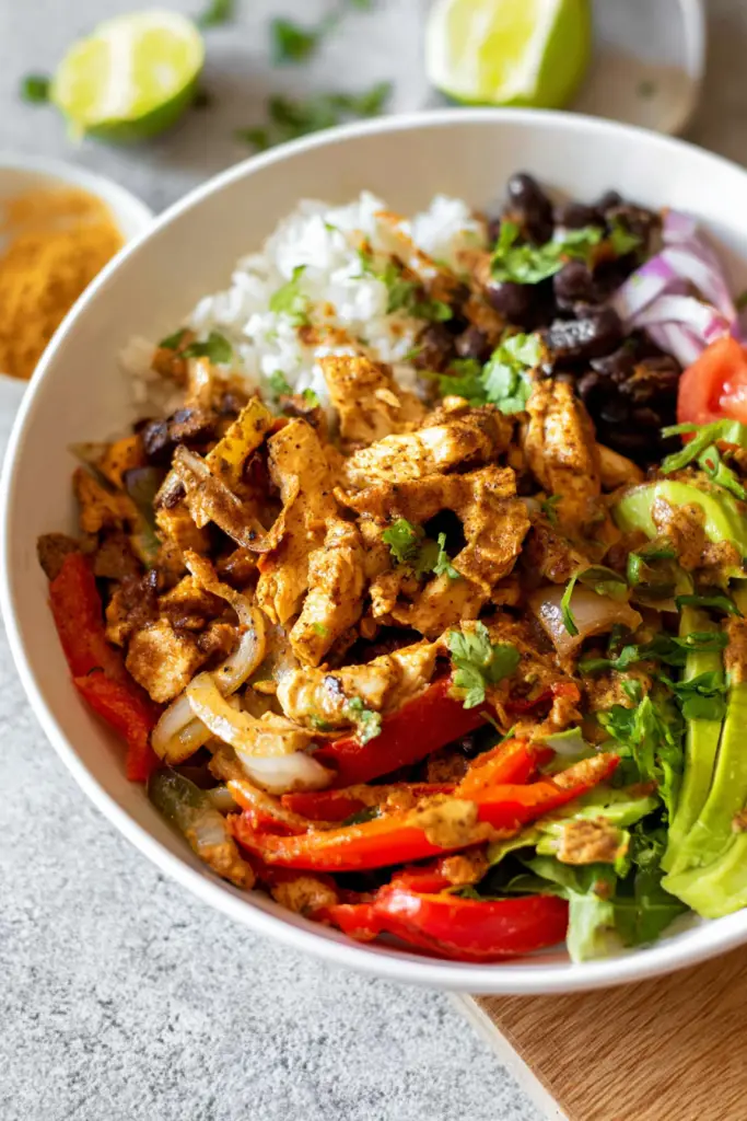 chicken fajita burrito bowl
