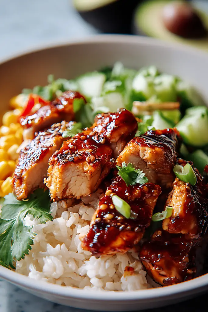 honey chipotle chicken rice bowls
