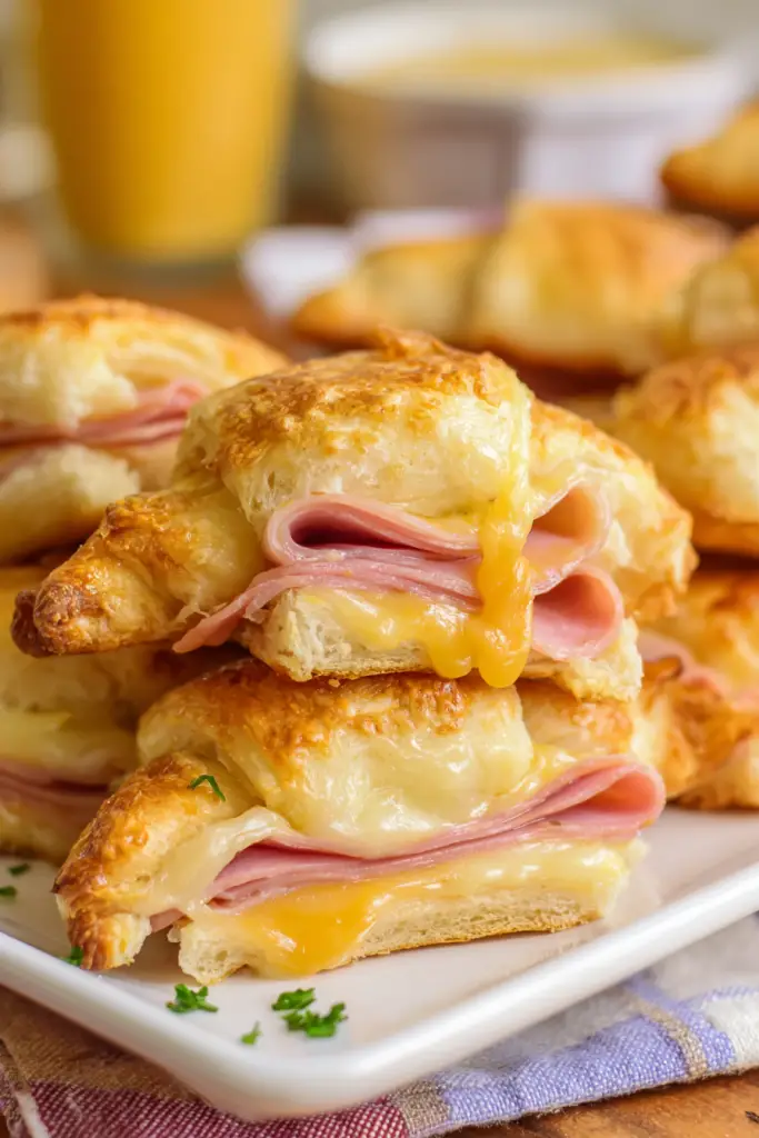 Hot Ham and Cheese Crescent Roll Sandwiches