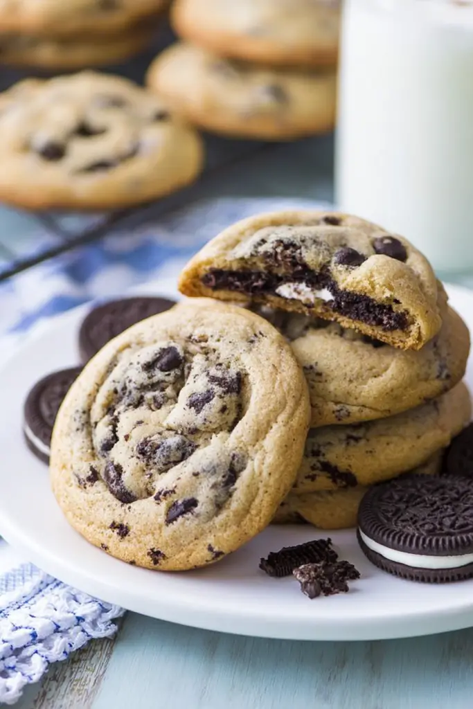 Oreo stuffed chocolate chip cookies