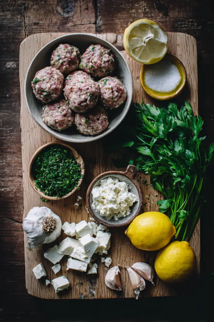 Greek Chicken Meatballs with Lemon Orzo