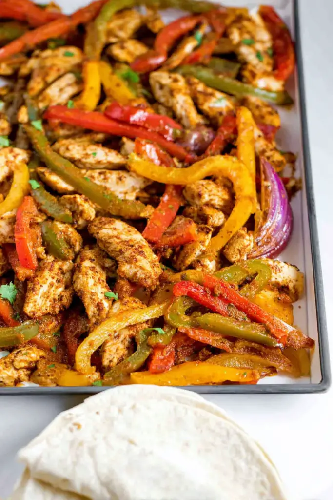 sheet pan chicken fajitas