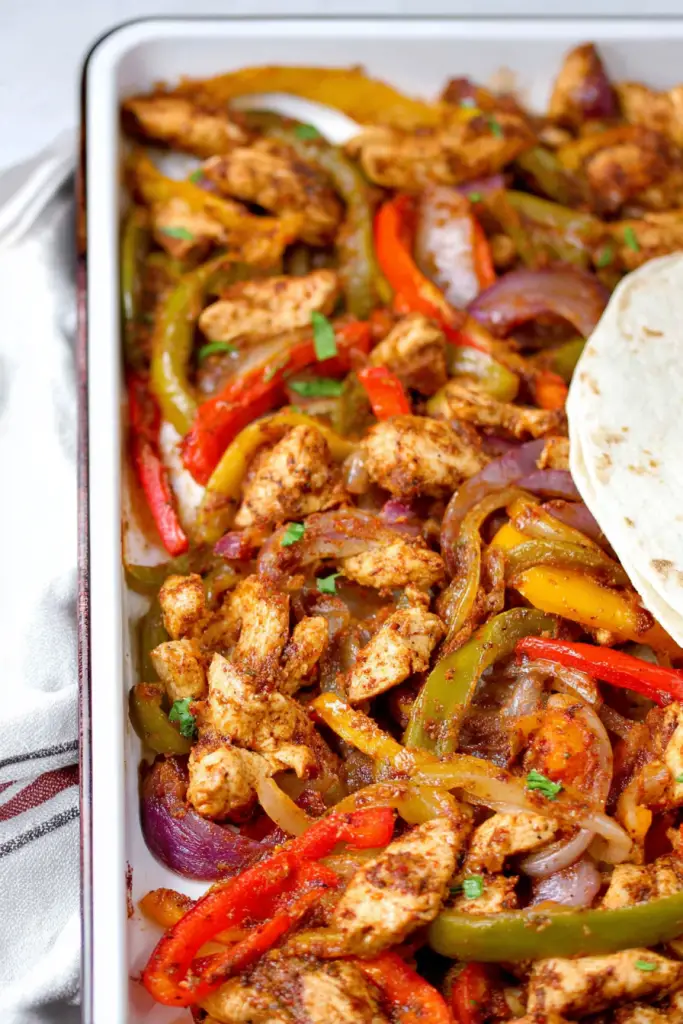 sheet pan chicken fajitas