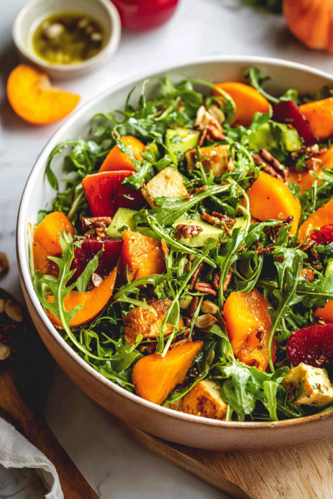 persimmon halloumi salad