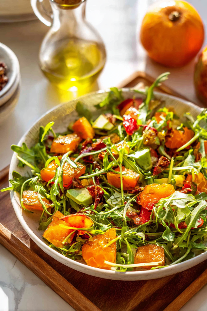 persimmon halloumi salad