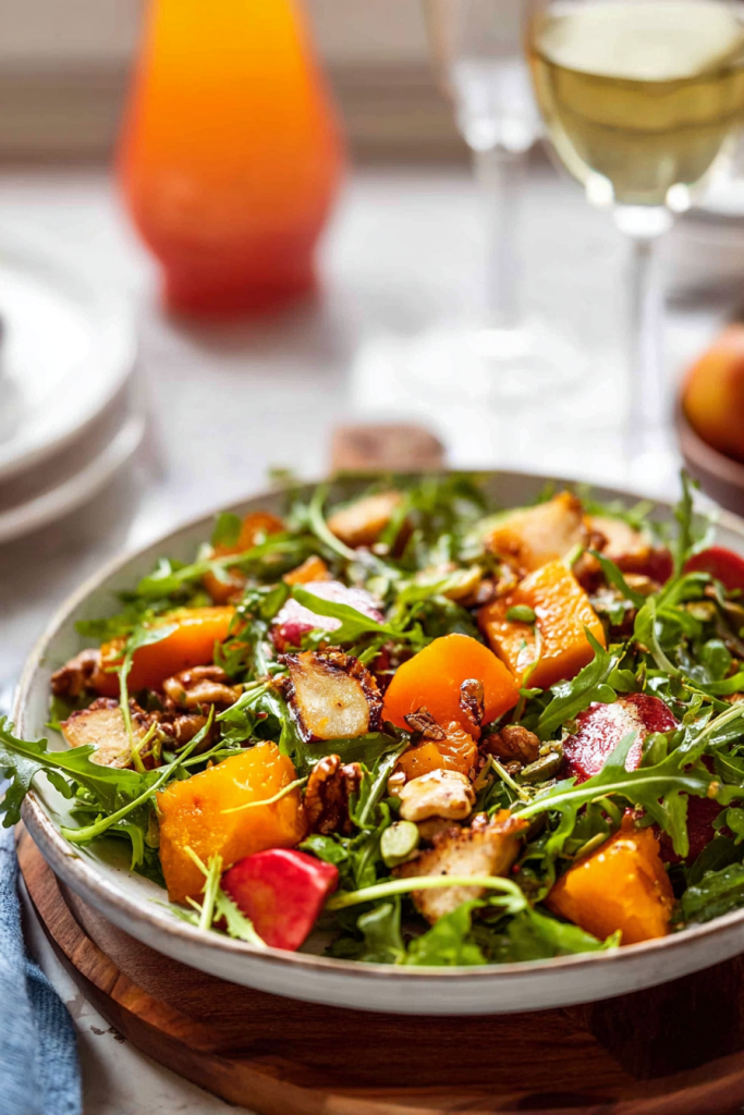 persimmon halloumi salad