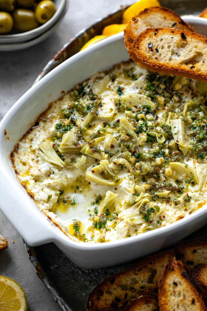 baked feta artichoke dip