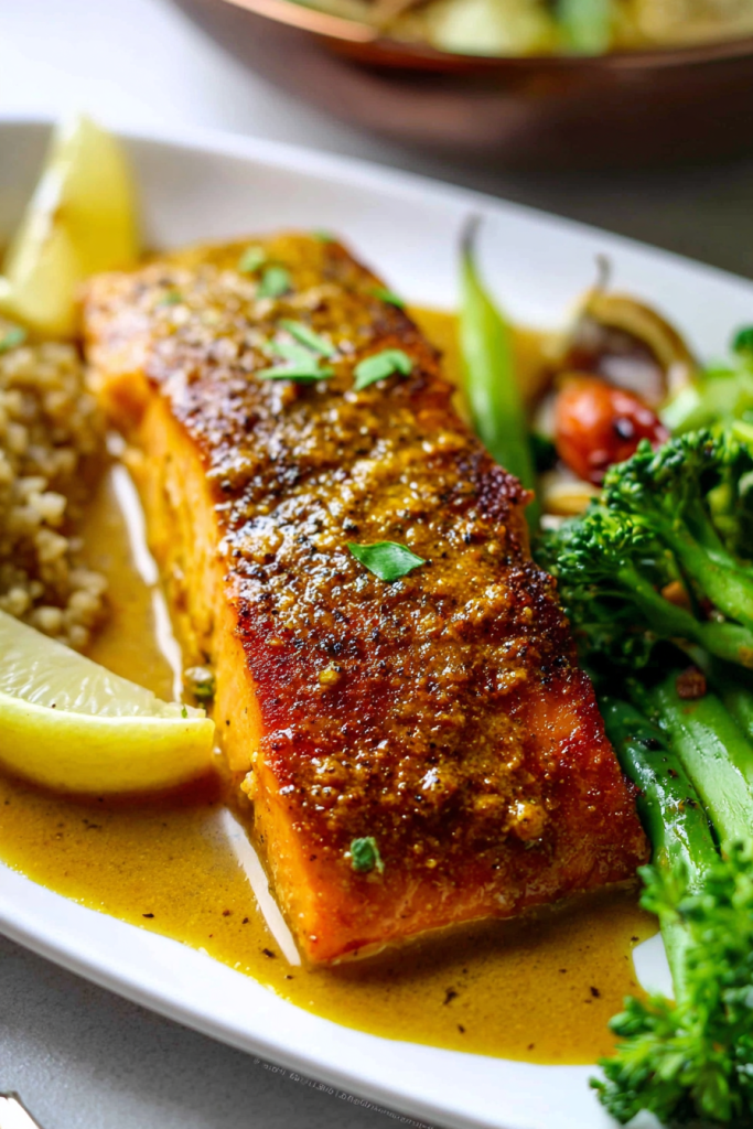 curried maple mustard salmon