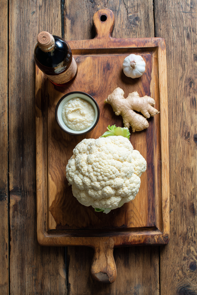 roasted miso garlic cauliflower